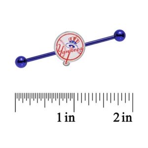 Licensed MLB Blue Anodized New York Yankees Industrial Barbell 38mm